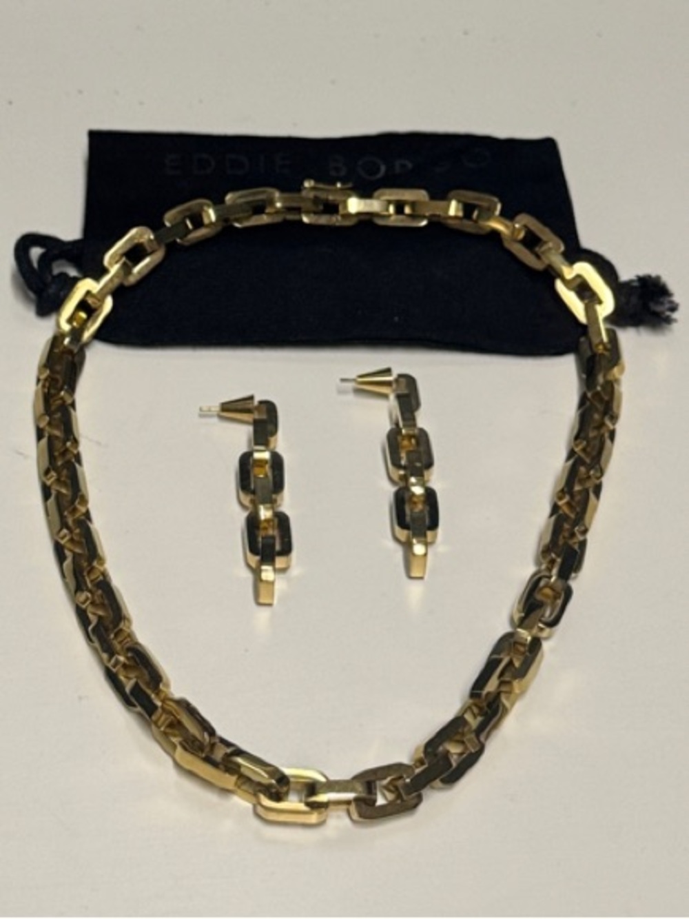 Eddie Borgo Supra Link Necklace with Matching Drop Earrings